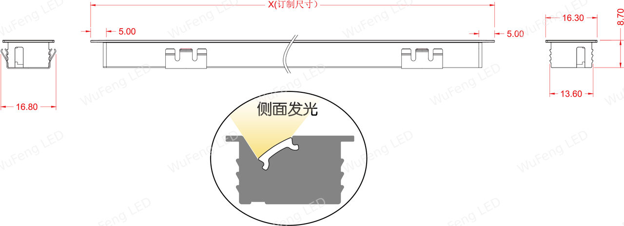 45°斜发光防眩光线条灯 3