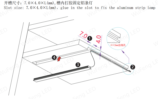 Luz lineal de aluminio de iluminación uniforme4*8 2